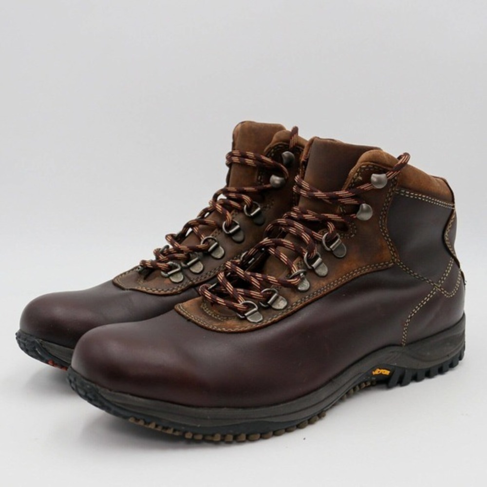VINTAGE LEATHER HIKING SHOES BROWN VIBRAM CASUAL Size 10 M